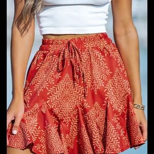 Cupshe Red Cream Skater Mini Skirt